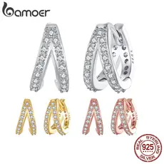 Prata Bamoer Sterling 925 Brincos De Cristal De Zircônio Moderno Elegante Jóias De Moda Hipoalergênicas Para Mulheres SCE1187