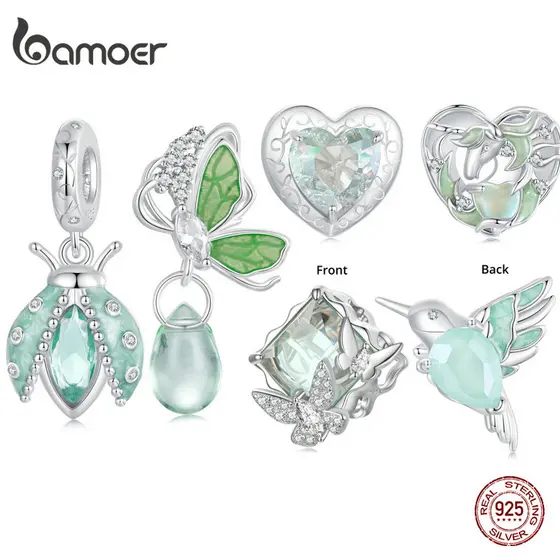 Bamoer 925 Sterling Silver Ladybug & Butterfly hummingbird Pulseira Encantadora De Contas Encaixam Jóias De Bricolagem Original Presente De Encanto