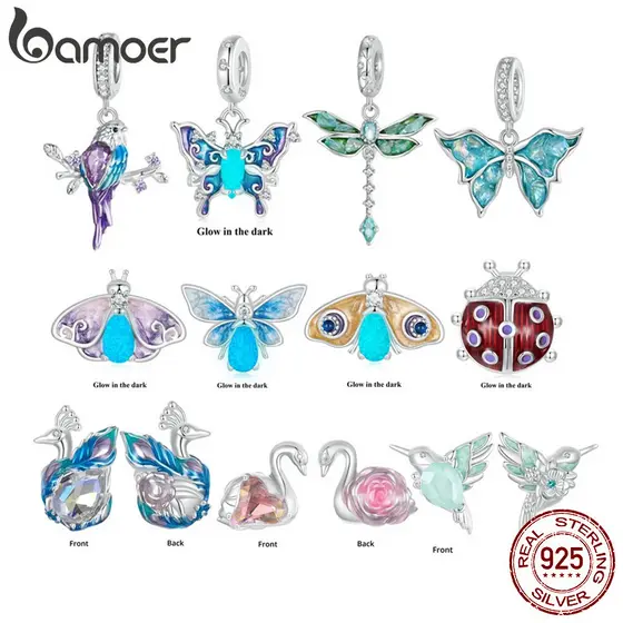 Bamoer Charme Borboleta Luminosa Prata 925 Arco-Íris Pulseira​
