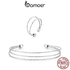 Anel De Fita Bamoer 925 Sterling Simples De Dupla Camada Presentes De Moda Requintados Para Mulheres