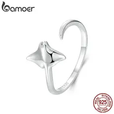 Bamoer 925 Sterling Sliver Open Ring Manta Presentes De Moda Requintada Para Mulheres