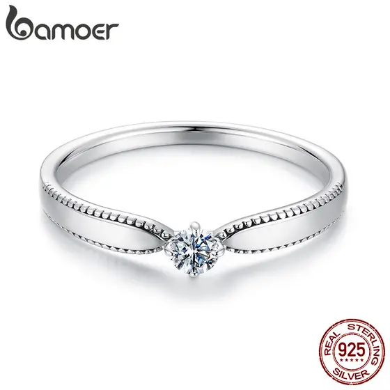 Anel De Prata Esterlina 925 Bamoer Brilhante Moissanite Joia Presente Para Mulheres