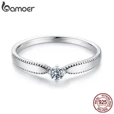 Anel De Prata Esterlina 925 Bamoer Brilhante Moissanite Joia Presente Para Mulheres
