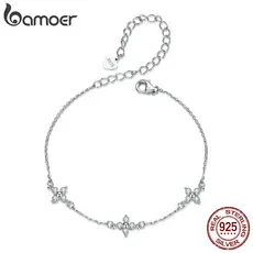 Pulseira De Quatro Folhas De Trevo Moissanita Bamoer 925 Sterling Para Mulheres
