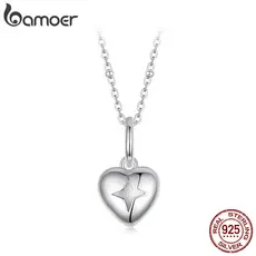 Bamoer 925 Sterling Sliver Colar Coração Joias Presentes Para Mulheres