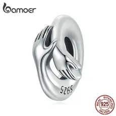 Bameor 925 Prata Esterlina Contas Abraço Design Charme DIY Para Pulseira Jóias Presentes Mulher SCC2363