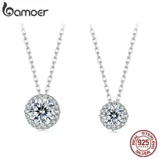 Colar Bamoer 925 Sterling Sliver Brilhante Moissanite Joias Presentes Para Mulheres