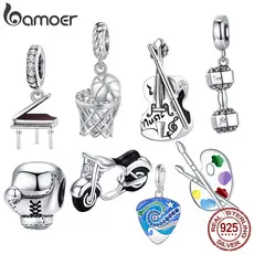 Bamoer 925 Sterling Sliver Charme Hobby Série De Música Fitness Para Pulseira