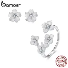 Brincos De Prata Esterlina 925 Bamoer Pequena Flor Branca Joias Presente Feminino