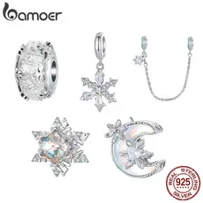 Bamoer 925 Sterling Sliver Charm Neve Gelo Cristal Inverno Pingente Acessórios Série Para Pulseira