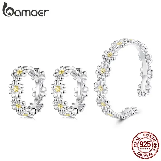 Bamoer 925 Brincos De Prata Esterlina Originais Primavera Margarida Joias Antialérgicas Presente Feminino