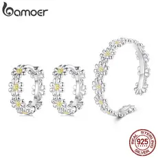 Bamoer 925 Brincos De Prata Esterlina Originais Primavera Margarida Joias Antialérgicas Presente Feminino