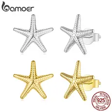 Brincos De Prata Esterlina 925 Bamoer , Joias Pequenas Com Design De Estrela Do Mar , Presentes Para Mulheres
