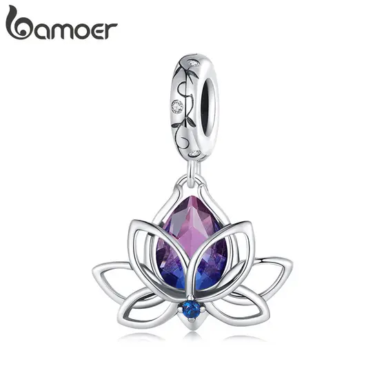 Bamoer Bead Lotus Pingente DIY Pulseira Colar Acessórios Para Presentes Femininos