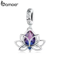 Bamoer Bead Lotus Pingente DIY Pulseira Colar Acessórios Para Presentes Femininos