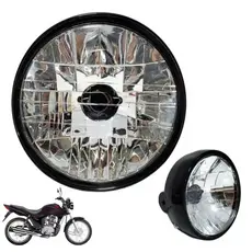 Farol Completo Da Motocicleta Fan 125 2009 2010 2011 2012 2013 Com Aro Preto Metal