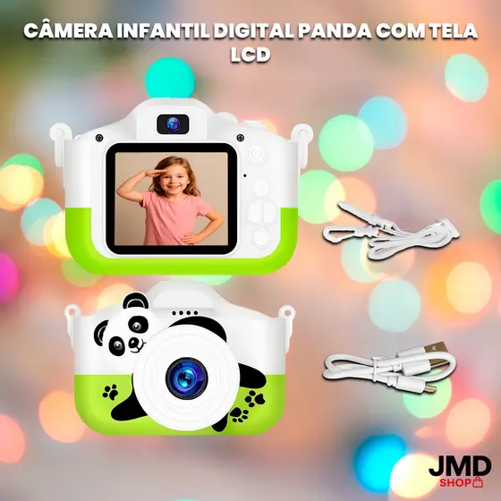 Mini Câmera Infantil Digital Panda Fotografia Brinquedo Criança Recarregável HD 1080mp