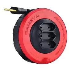 Extensão Elétrica 3m Retrátil 3 Tomadas Bipolares 2 Pinos