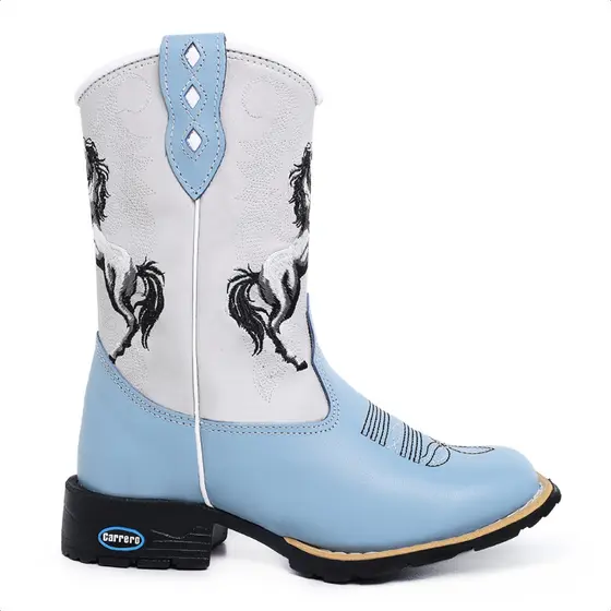 Bota Texana Infantil Meninos Bico Quadrado Rodeio Moda Country