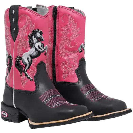 Bota Texana em Couro Moda County para Meninas Bico Quadrado