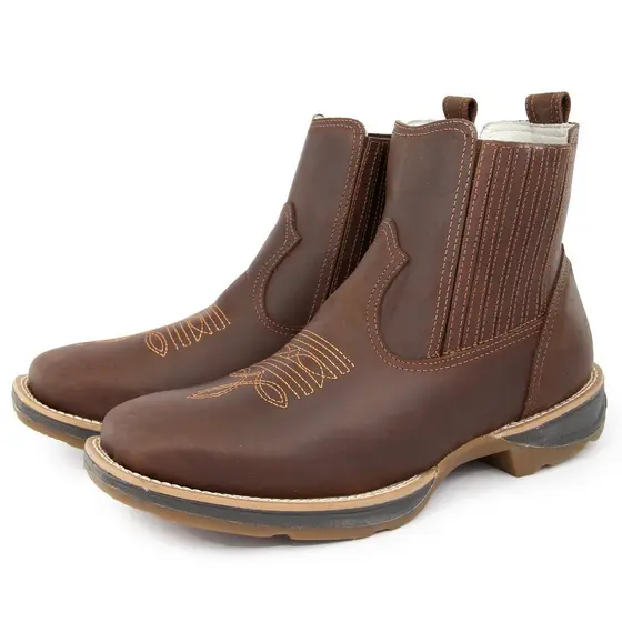Botina Masculina Cano Curto Couro Sola Jump Coun
