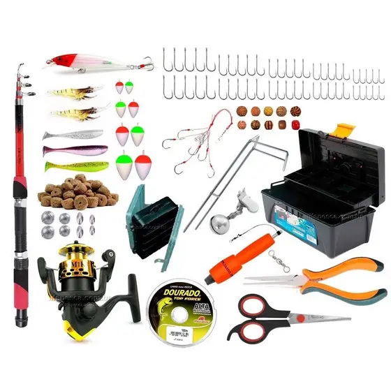 Conjunto De Pesca Vara e Molinete + Caixa de Pesca C/ Acessórios (Ref. 15)