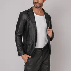 Blazer Casual Moda Masculina Couro Sintético Slim Premium