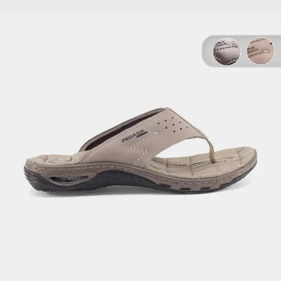 Chinelo Masculino Amortecedor Couro de Dedo Pegada 131663