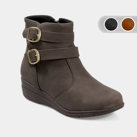 Bota Feminina Berlim Modare Cano Curto Salto Anabela Bico Redondo Forrada Acolchoada 7085106/104/100