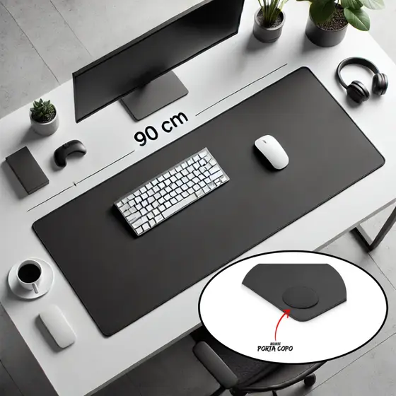 Desk Pad Mouse Pad Tapete de Mesa 90x40 Couro Sintetico Extra Grande
