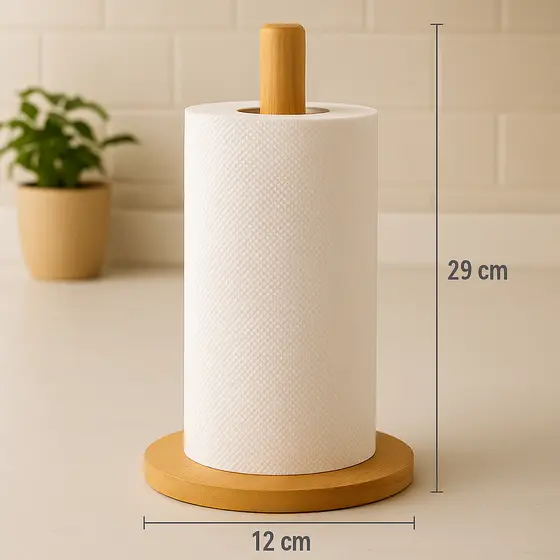 Porta Papel Toalha de Madeira Suporte Vertical para Cozinha, Mesa ou Bancada | Estilo Boho Chic