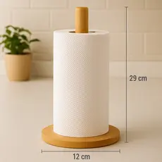 Porta Papel Toalha de Madeira Suporte Vertical para Cozinha, Mesa ou Bancada | Estilo Boho Chic