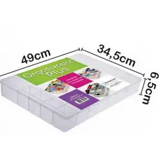 Box Organizador Plus 34,5 X 49 X 6,5 Cm Prático 34 Divisórias Cor Transparente Liso