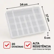 Caixa Organizadora Box Estojo Organizador 20 Divisórias GG