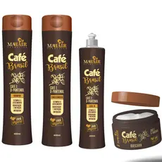 Kit Capilar Shampoo Condicionador Máscara Capilar e Leave-In Café Brasil Mahair Promoção!