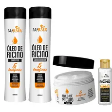 Kit Capilar Shampoo Condicionar Máscara Capilar e Reparador de Ponta Óleo de Rícino Mahair Promoção!