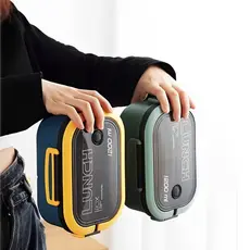 Marmita 1200ml Com Divisórias Pote Alimentar Portátil Com Talheres Para Trabalho e Escola, Não Elétrica