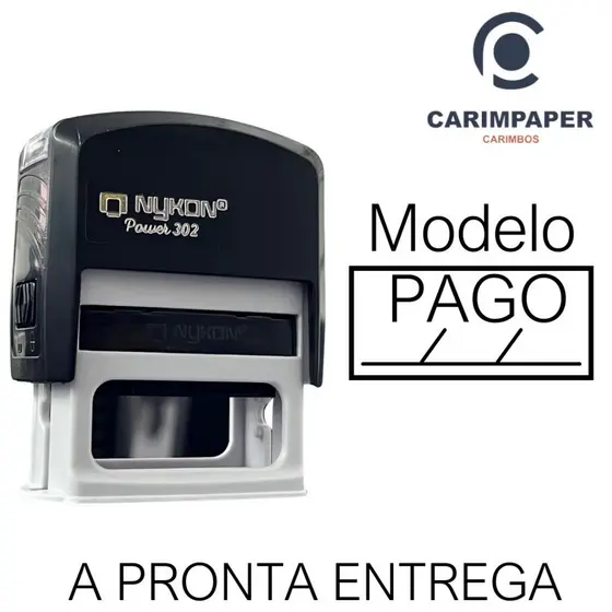 Carimbo Automático - Escrita Pago Com Data - ENVIO DIRETA