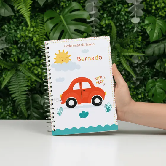 Caderneta de Vacinação Infantil Capa Dura Personalizada Tema Carrinhos Menino