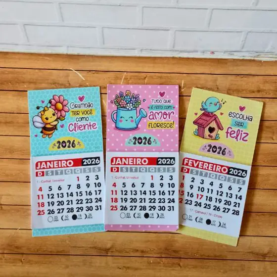 20 - 50 Mini Calendários 2027 com Ímã | Mimo para Cliente, Lembrancinha Personalizada