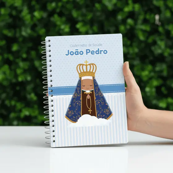 Caderneta Infantil Nossa Senhora Aparecida Menino Personalizada Capa Dura Atualizada