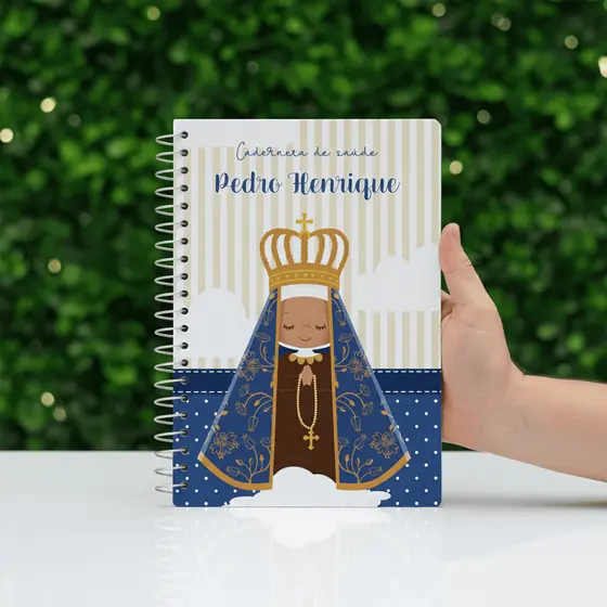 Caderneta de Vacinação Infantil Personalizada Menino Nossa Senhora Aparecida Capa Dura Atualizada.