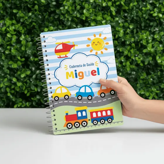 Caderneta de Saúde e Vacinação Infantil Personalizada Tema Carrinhos Veículos