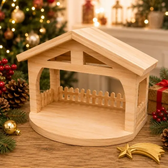 Casinha para Presépio de Natal em Madeira Decoração Natalina Presépio Enfeite Presente de Natal