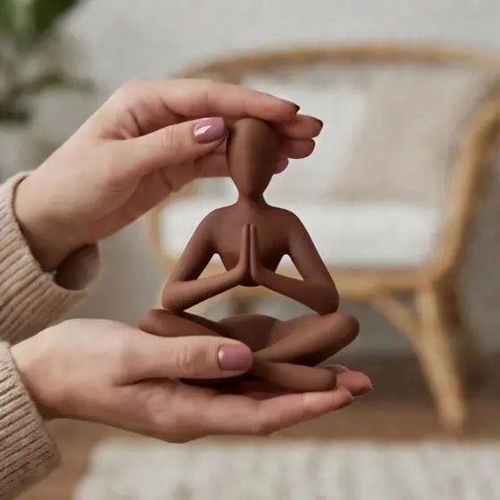 Escultura Decorativa Meditação Minimalista  Estátua Zen para Sala e Ambiente Relaxante Yoga moderna e clássica