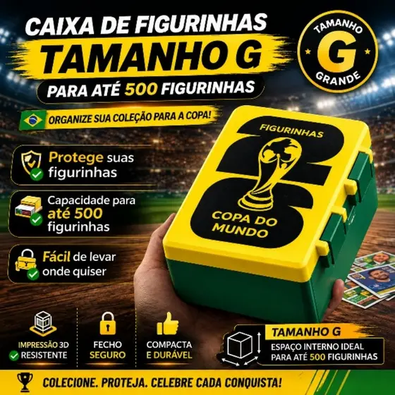 Caixa Porta Figurinhas Copa do Mundo Organizador Estojo para Colecionador até 500cartas