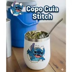 Copo Cuia Stitich Tereré Térmico 360ml com Tampa Anti Vazamento