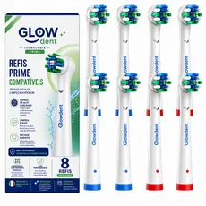 Kit 8 Cabeças de Reposição Glow dent Escova Elétrica Compatível com Oral-B Refil Escova Elétrica Essencial+
