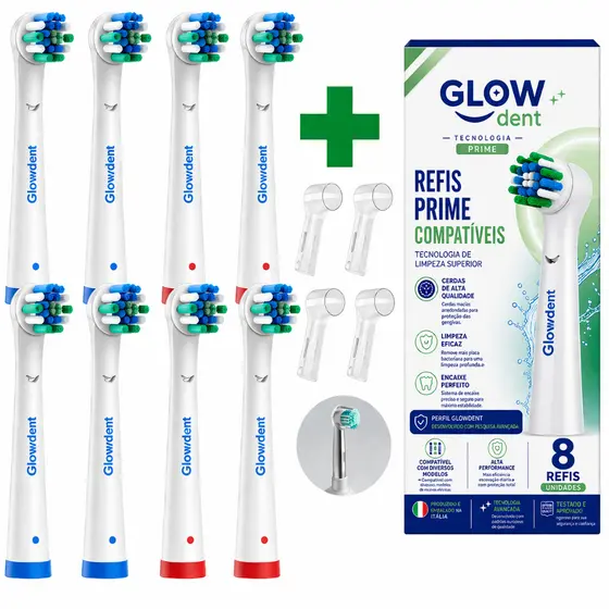 Kit 8 Refil Compatível Oral B Escova Dental Elétrica Precision Clean Pro Clean + 4 Capas Protetoras