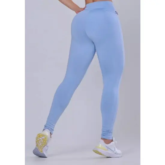 Calça Azul Claro Leg Legging Suplex Levanta Bumbum Tecido Grosso Premium Promoção Envio Rápido